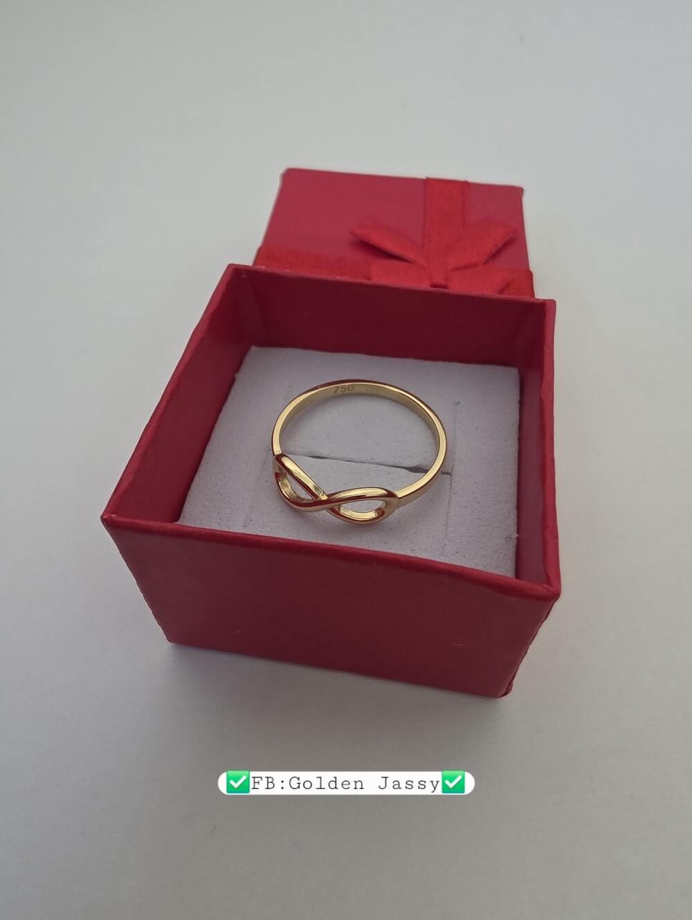 18K Real Gold Infinity Ring 7.5